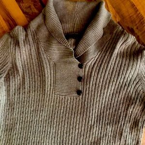 Mock turtleneck button illusioned sweater